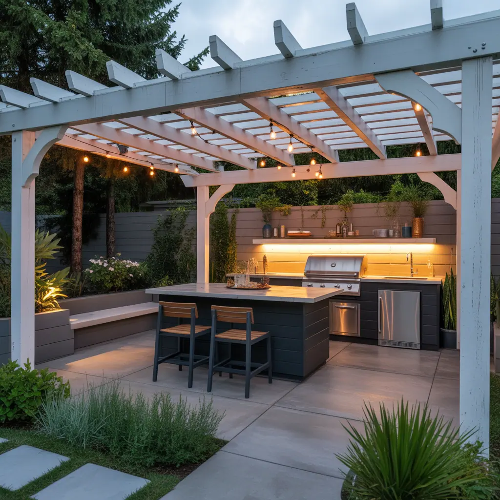 pergola ideas modern outdoor kitchen