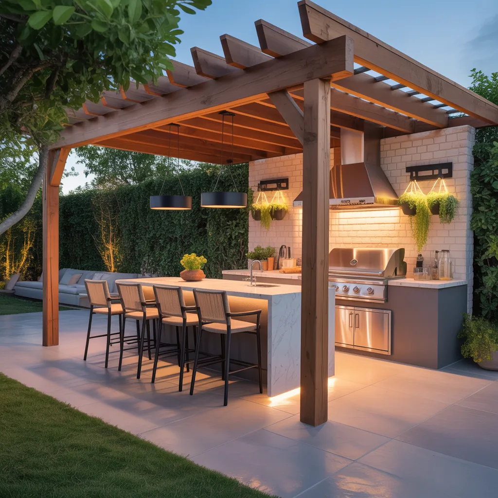 pergola ideas modern outdoor kitchen