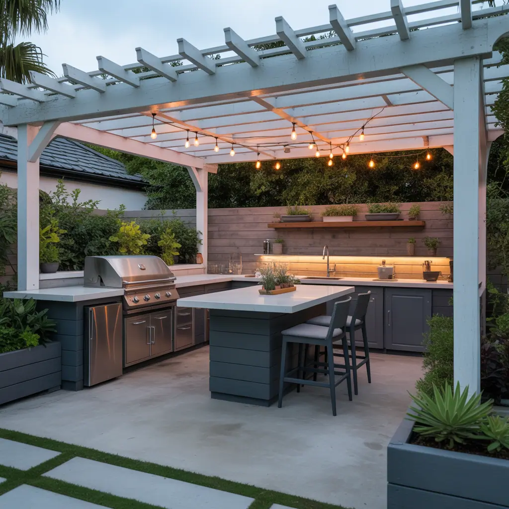 pergola ideas modern outdoor kitchen