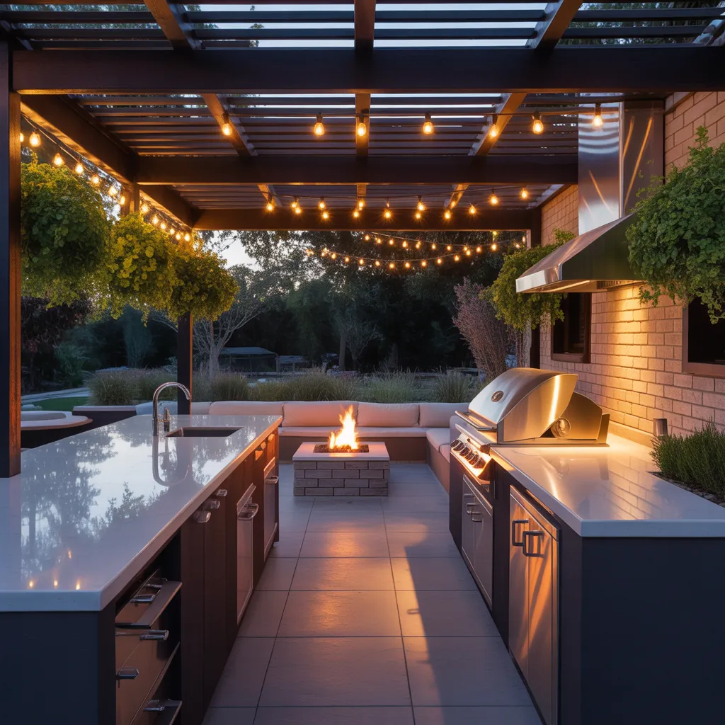 pergola ideas modern outdoor kitchen
