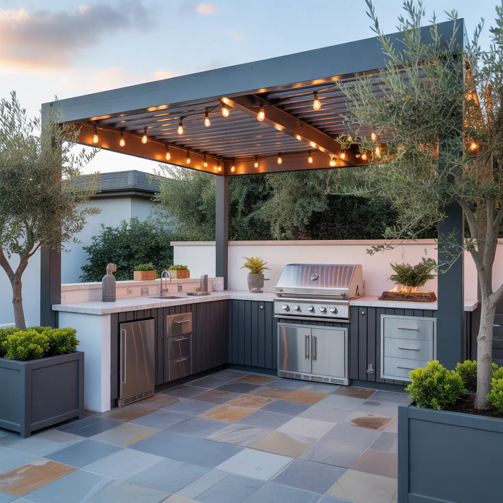 pergola ideas modern outdoor kitchen