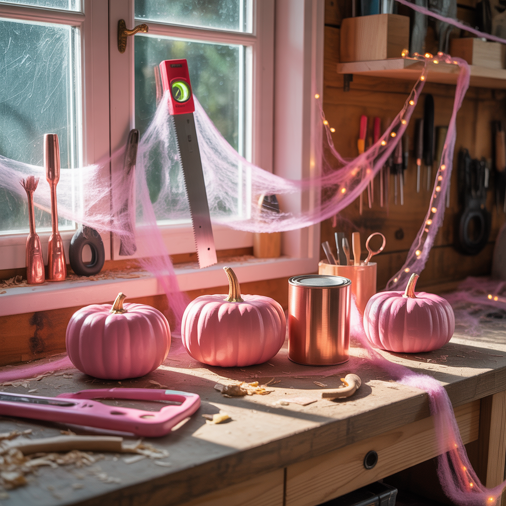 pink halloween decor