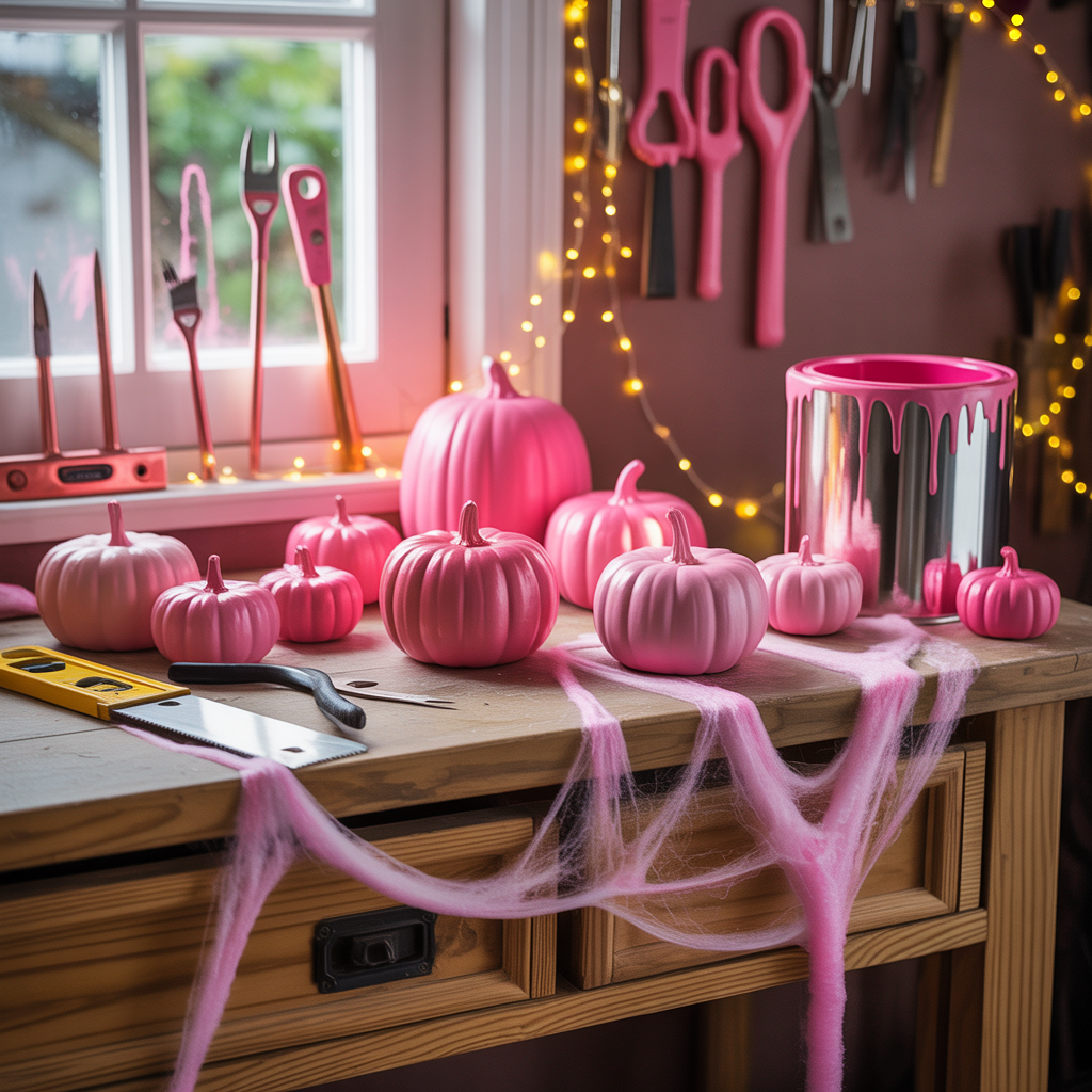 pink halloween decor