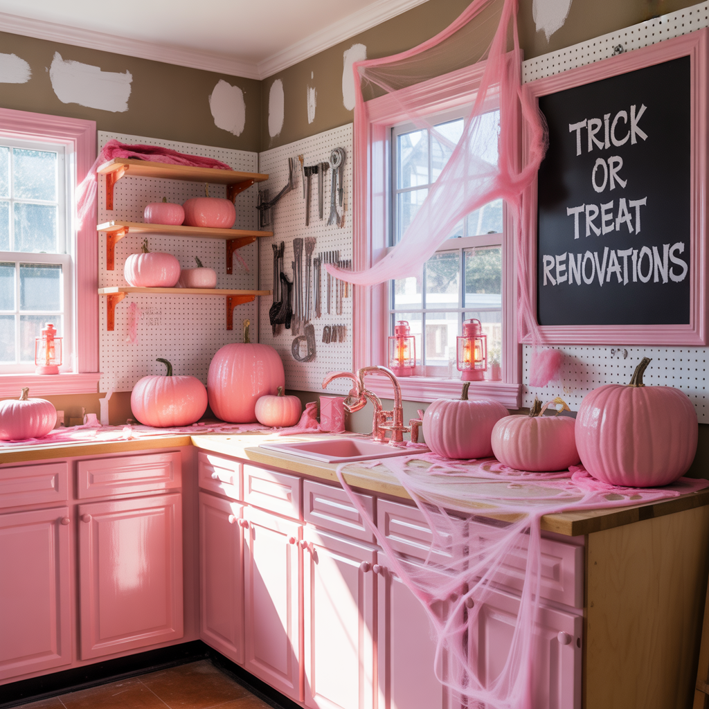 pink halloween decor