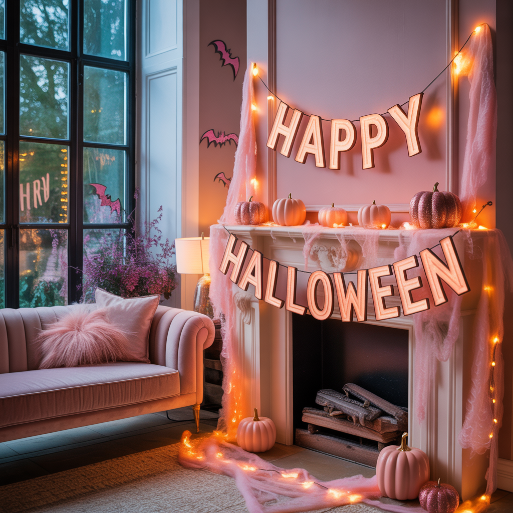 pink halloween decor