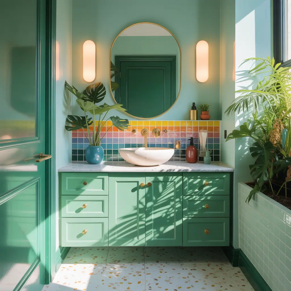 powder room colorful design ideas