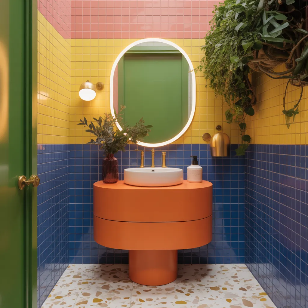 powder room colorful design ideas