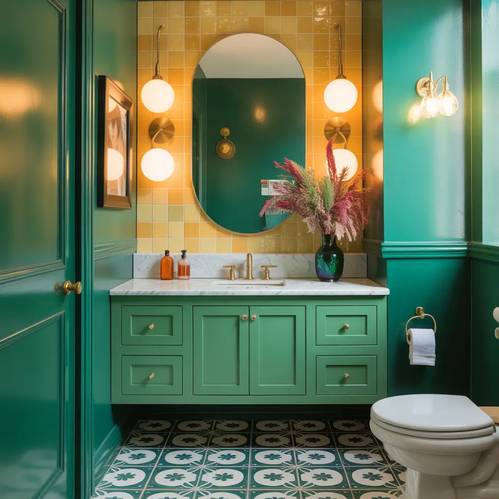 powder room colorful design ideas