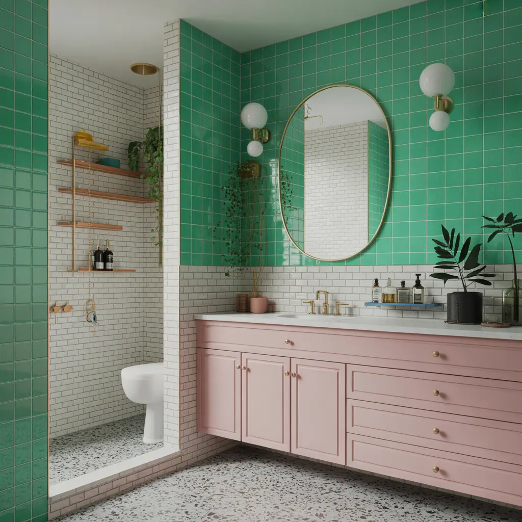 powder room colorful design ideas