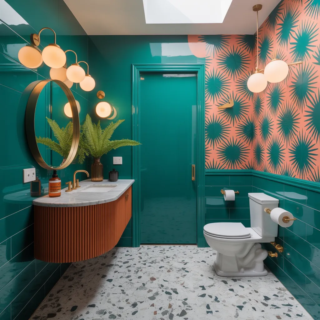 powder room colorful design ideas