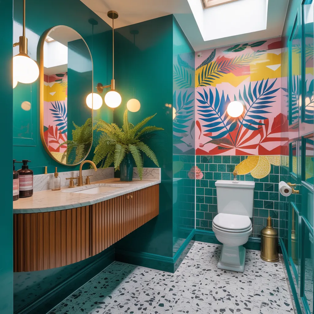 powder room colorful design ideas