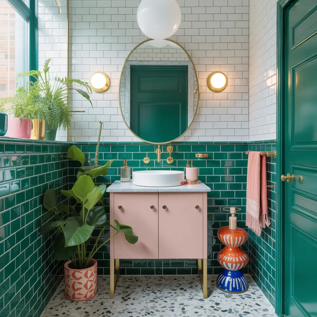 powder room colorful design ideas