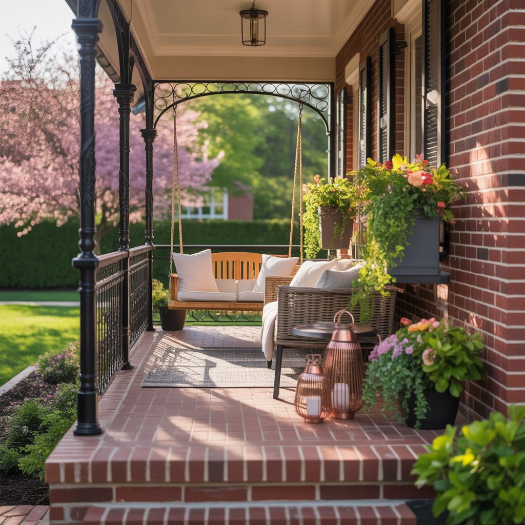 red brick house front porch ideas