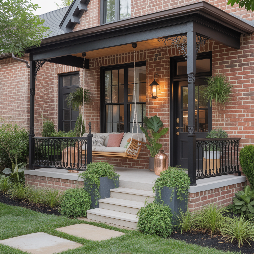 red brick house front porch ideas