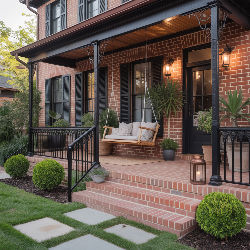 red brick house front porch ideas