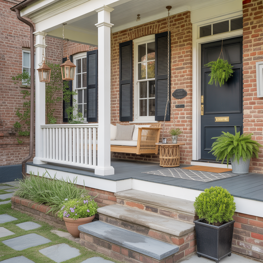 red brick house front porch ideas