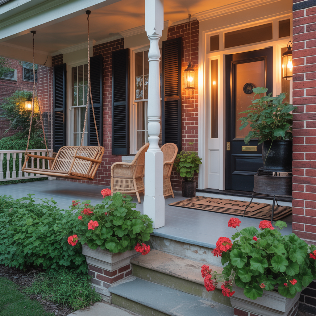 red brick house front porch ideas