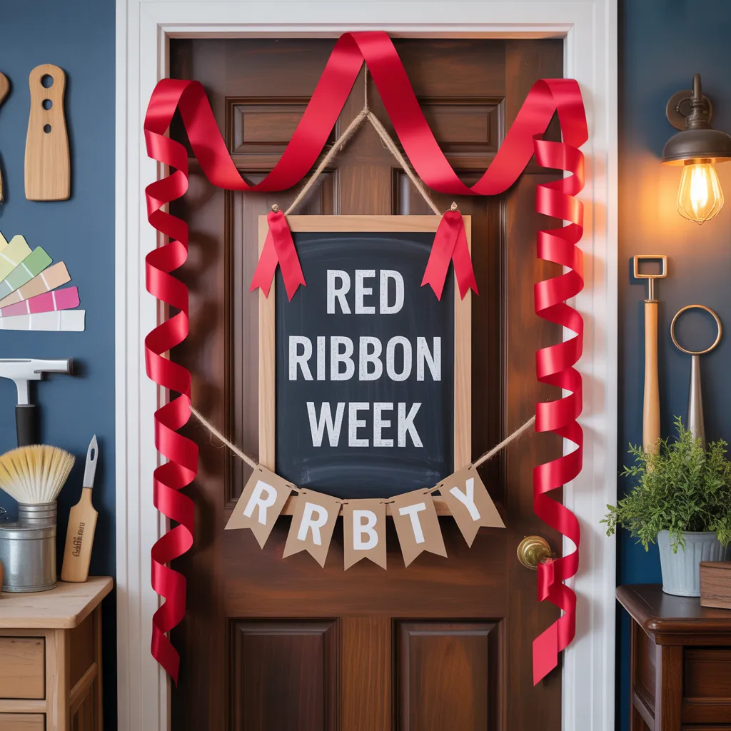 red ribbon week door decor ideas