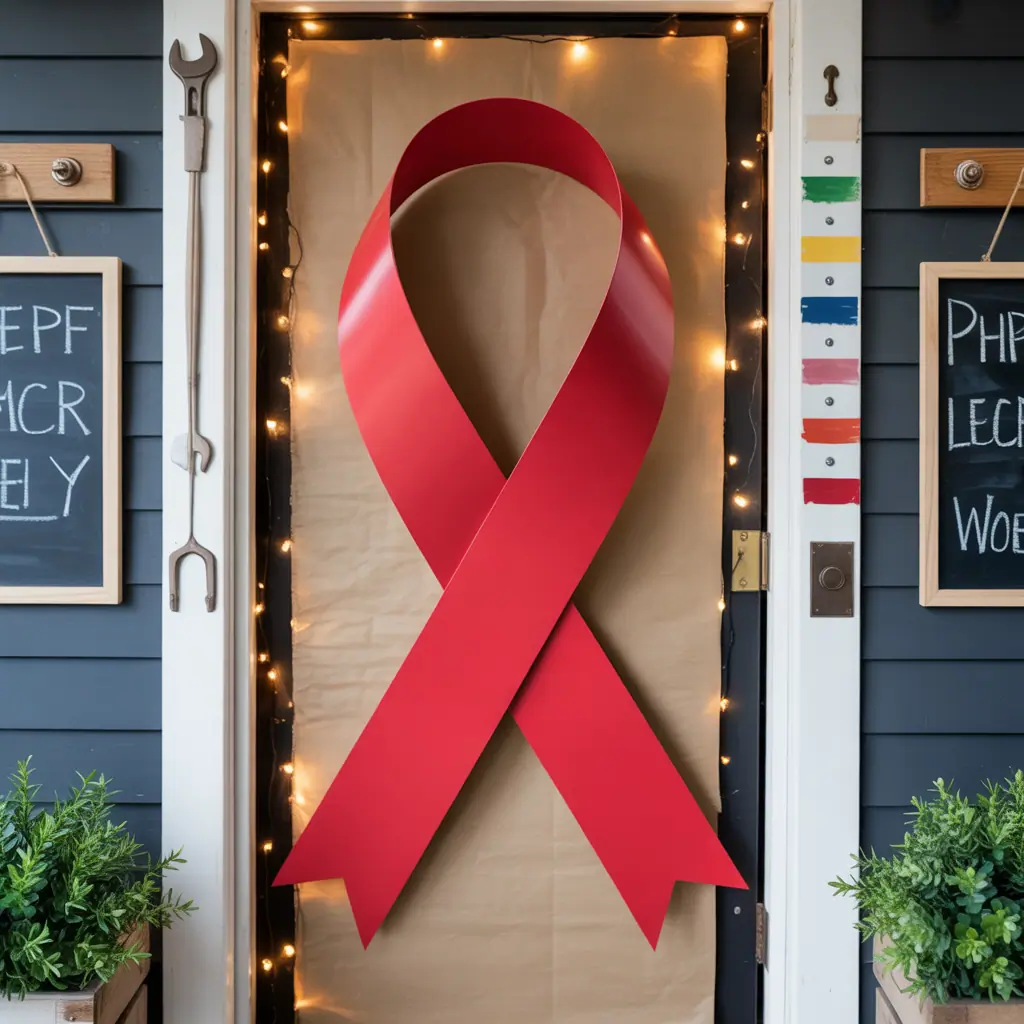 red ribbon week door decor ideas