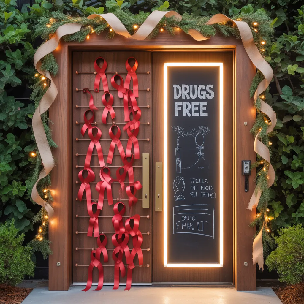 red ribbon week door decor ideas