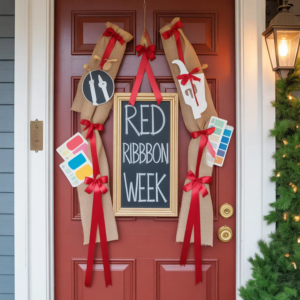 red ribbon week door decor ideas