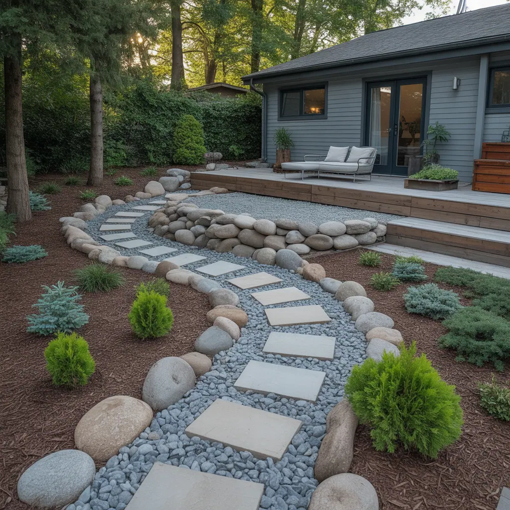 river rock landscaping picture ideas