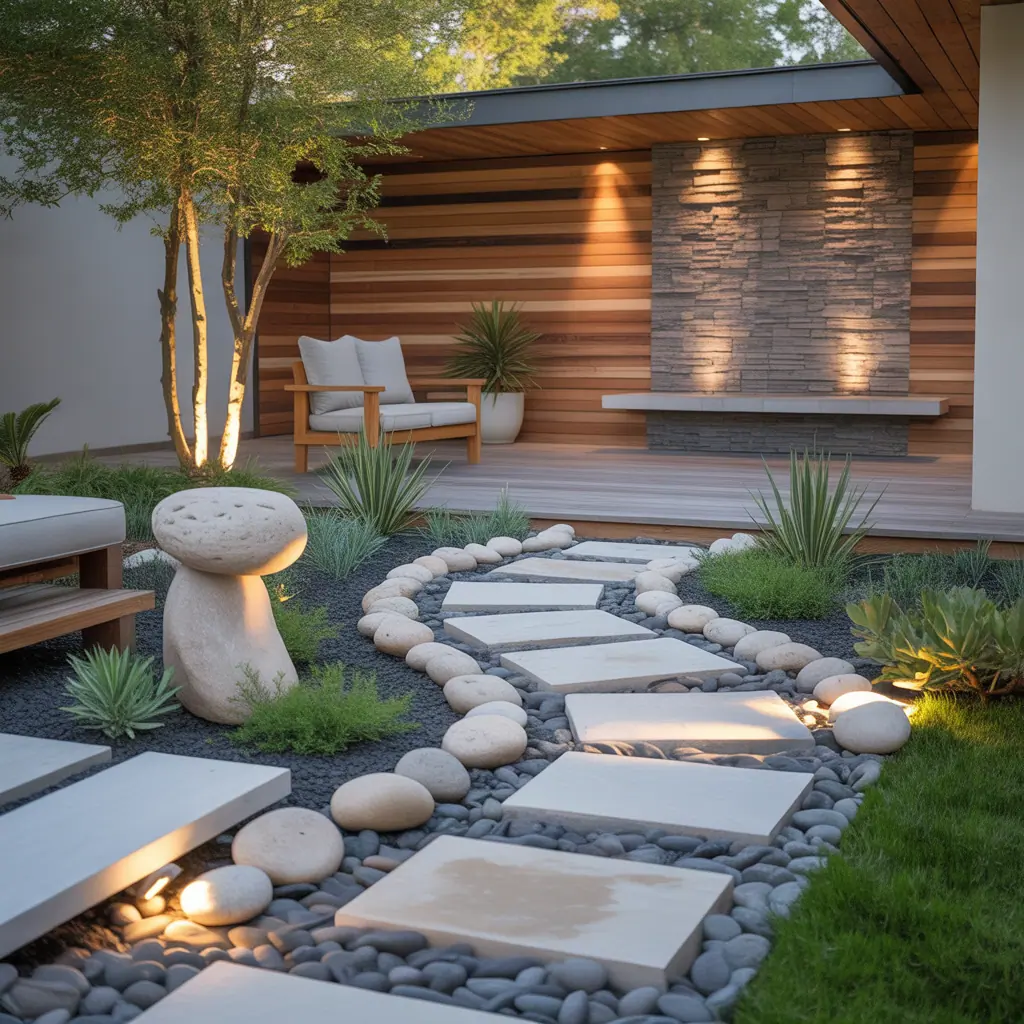 river rock landscaping picture ideas