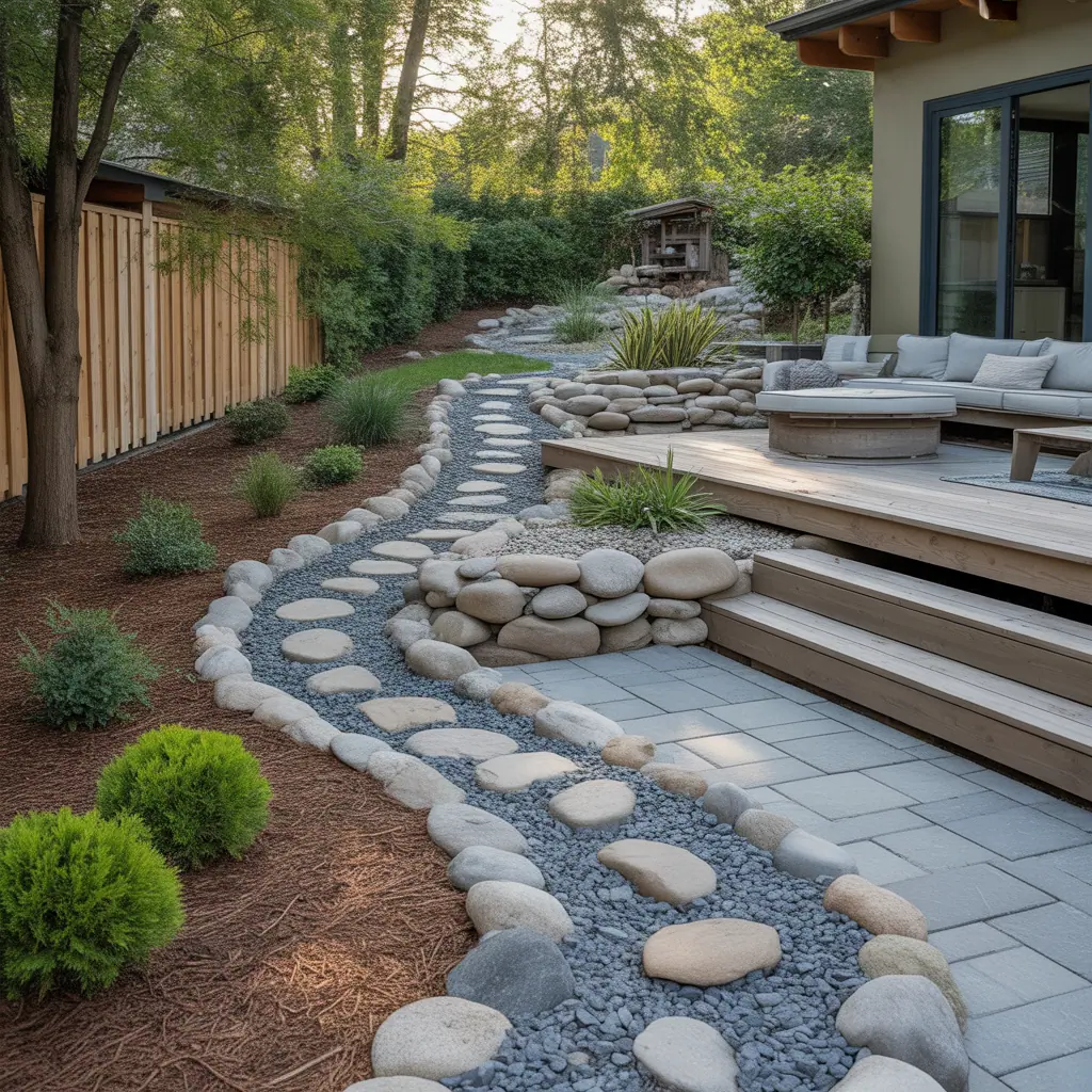 river rock landscaping picture ideas