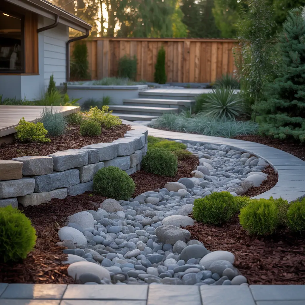 river rock landscaping picture ideas