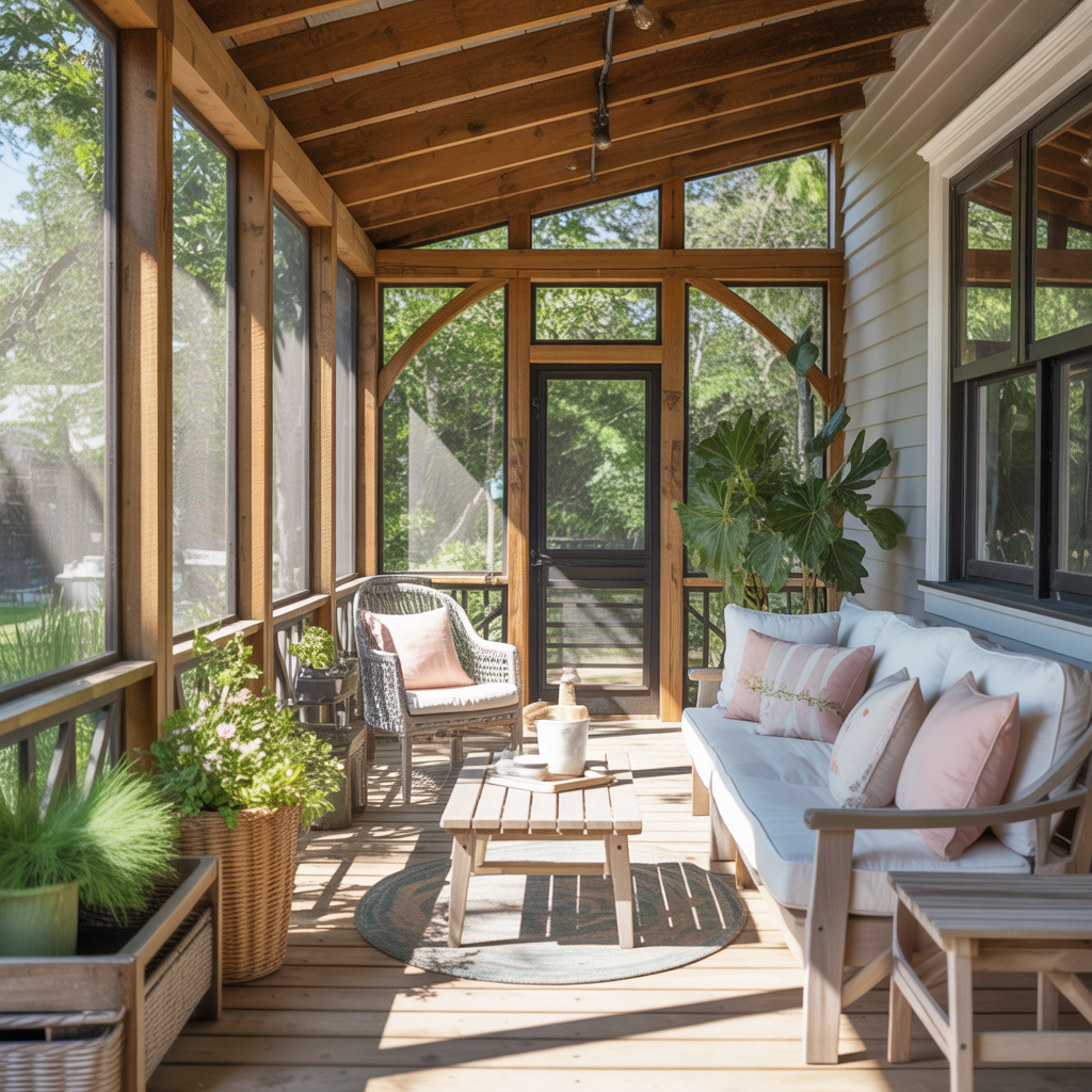 screened in porch simple themes