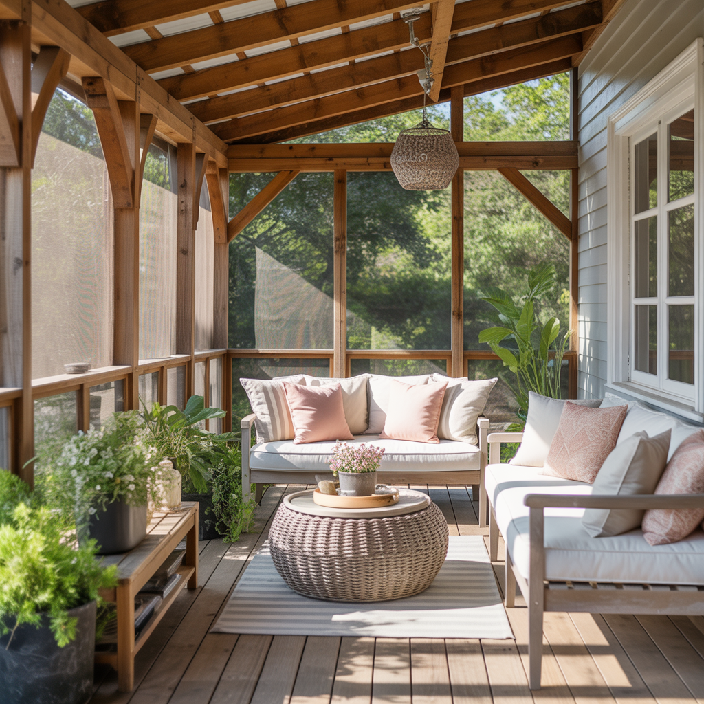 screened in porch simple themes