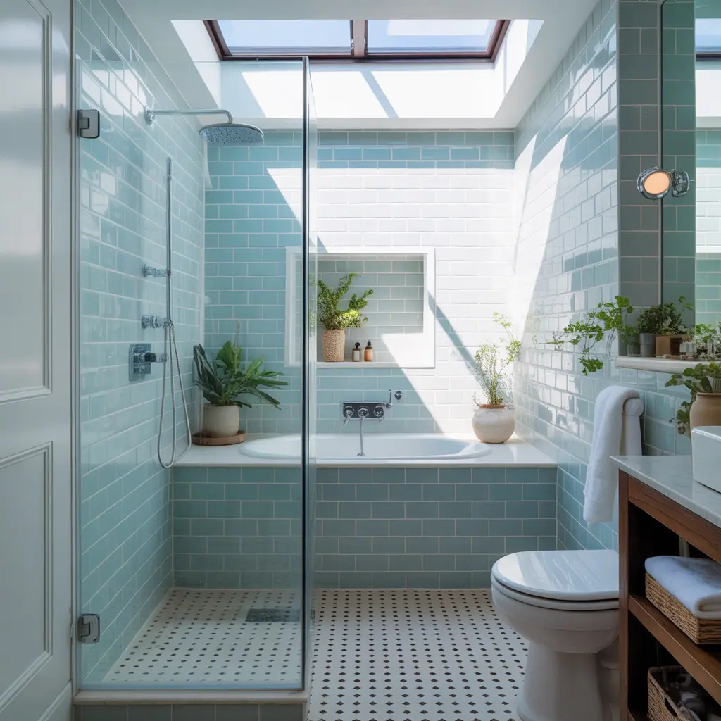shower bath in small bathroom ideas