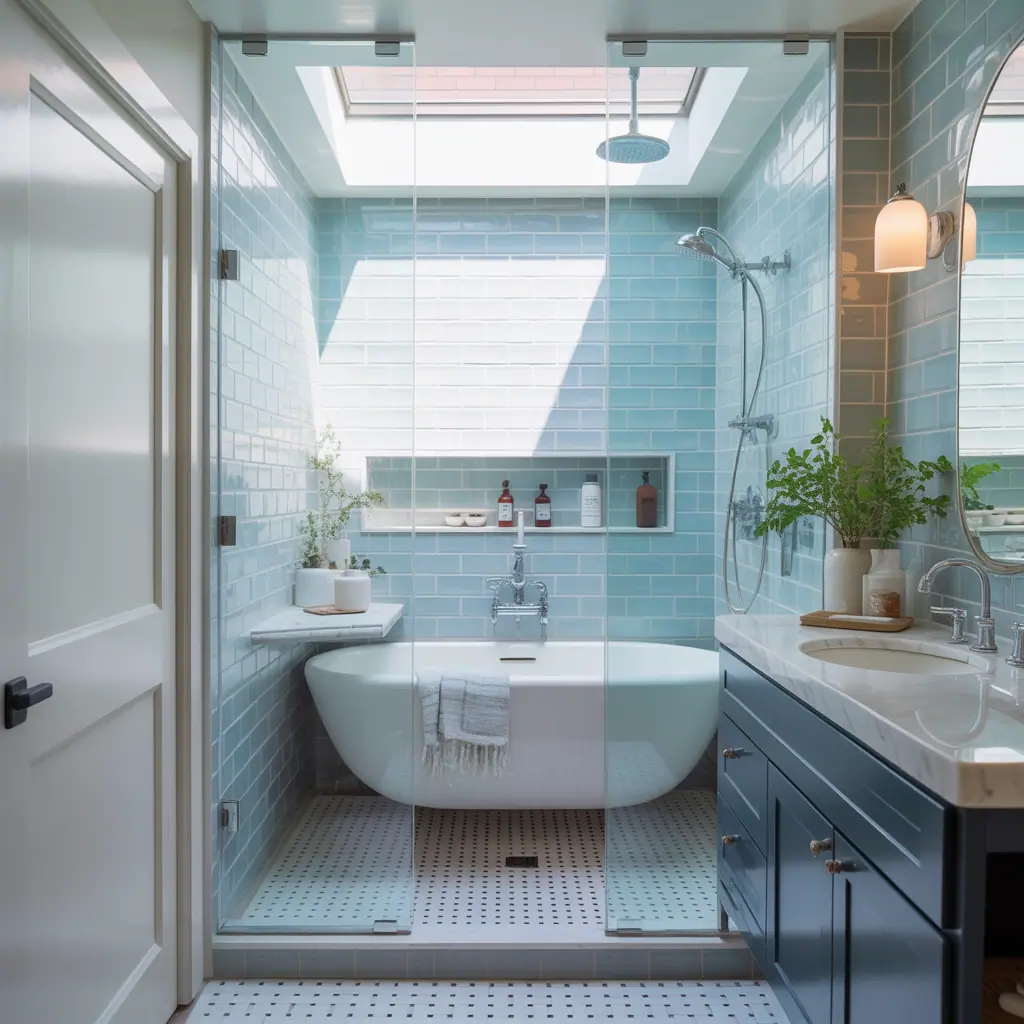 shower bath in small bathroom ideas