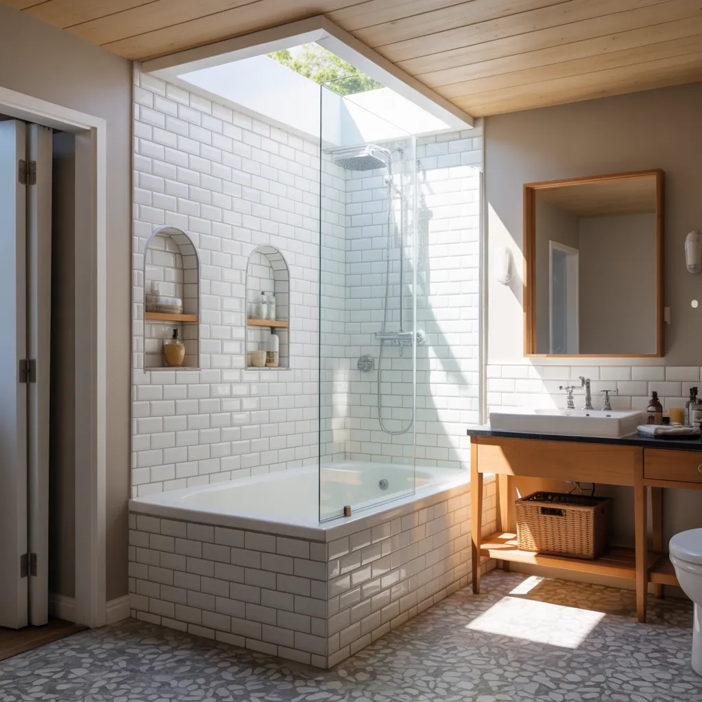 shower bath in small bathroom ideas