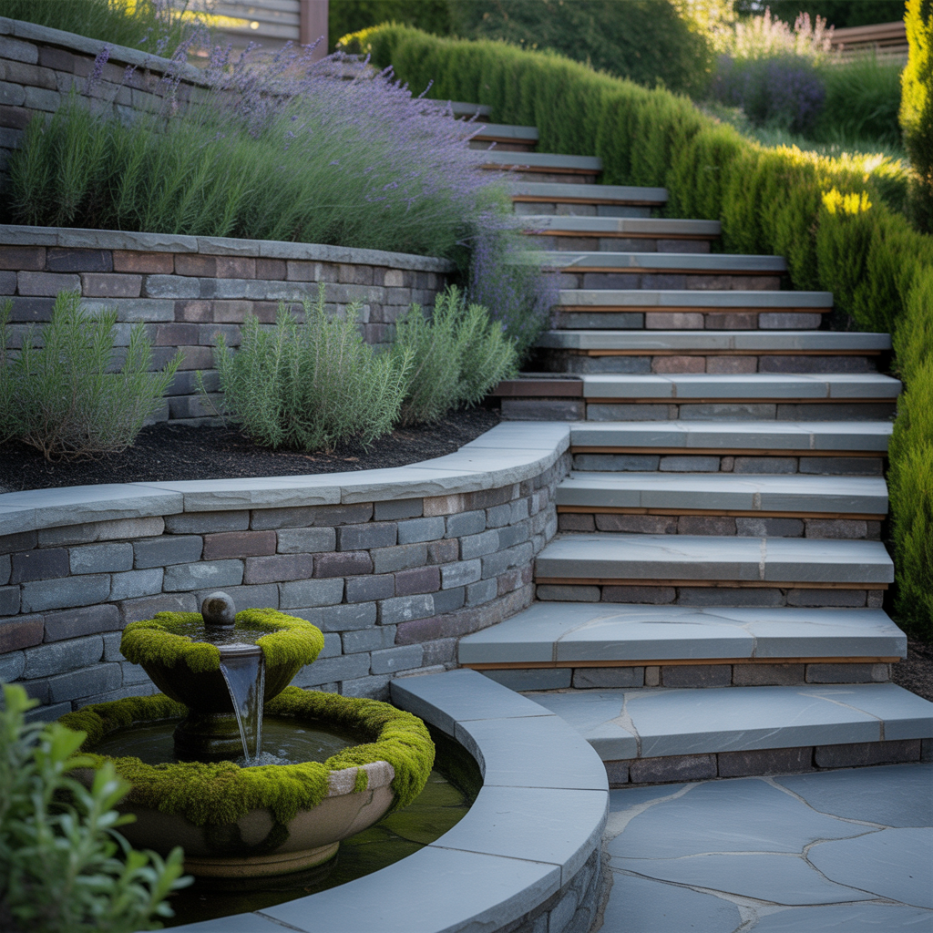 slope hillside landscape steps ideas
