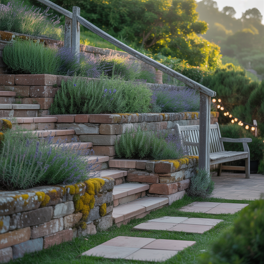 slope hillside landscape steps ideas
