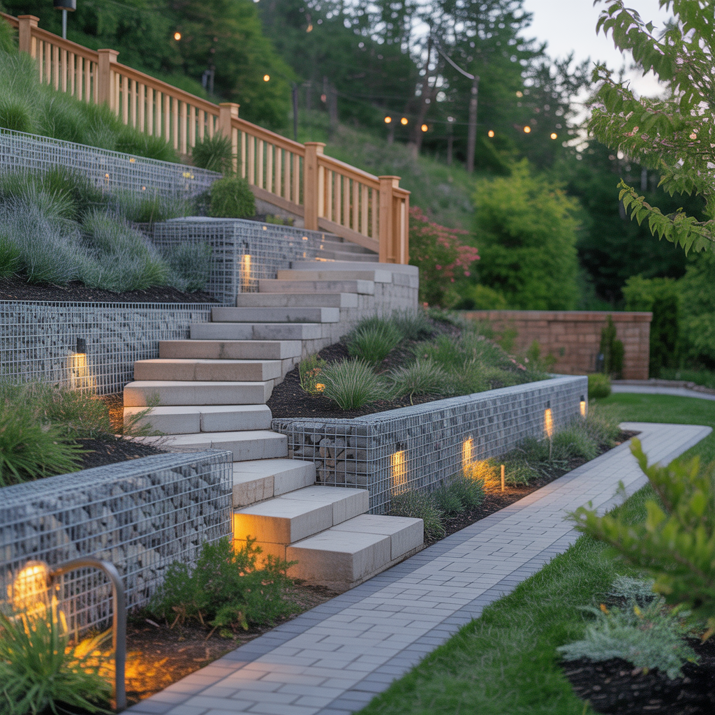 slope hillside landscape steps ideas