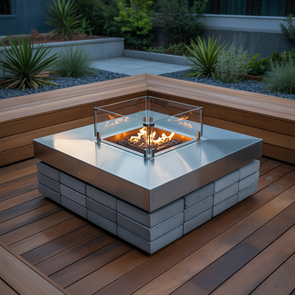 square fire pit ideas