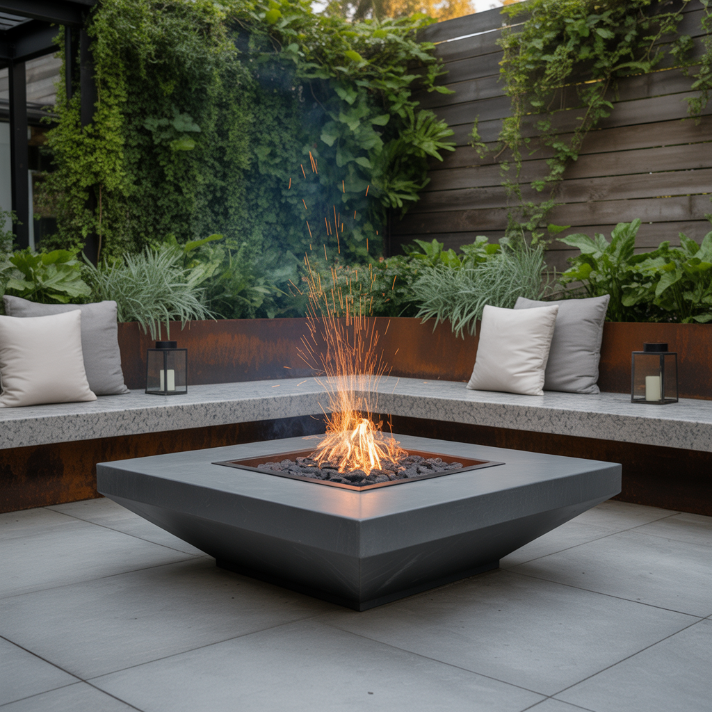 square fire pit ideas
