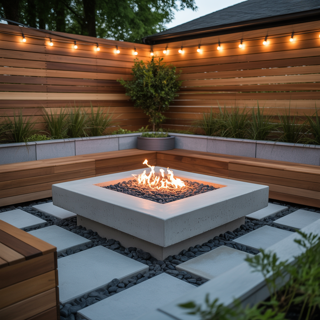 square fire pit ideas