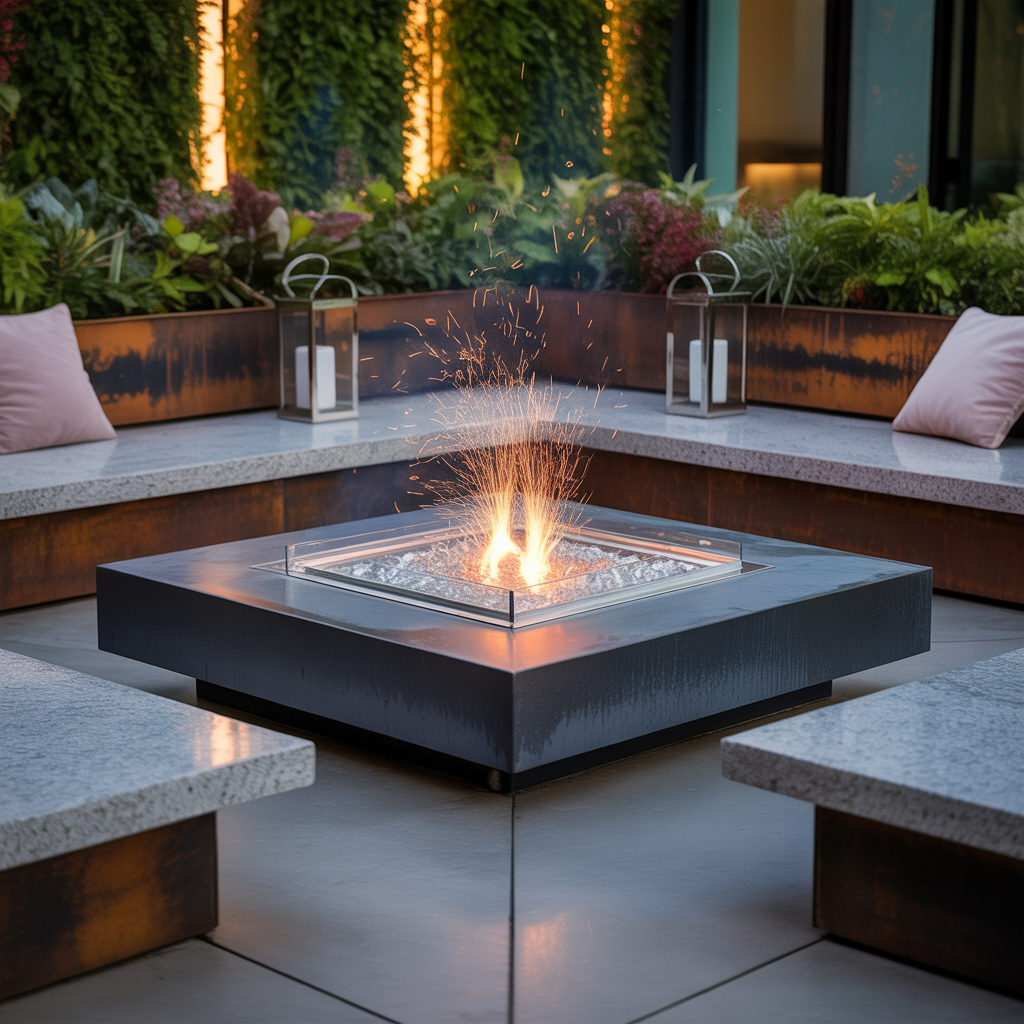 square fire pit ideas