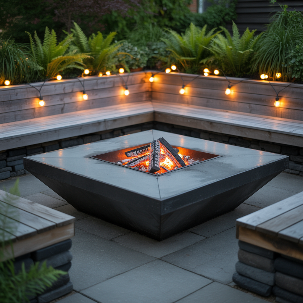 square fire pit ideas