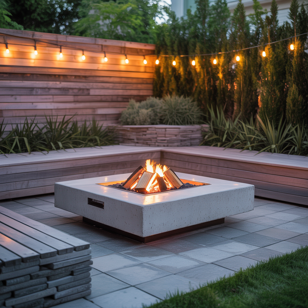 square fire pit ideas
