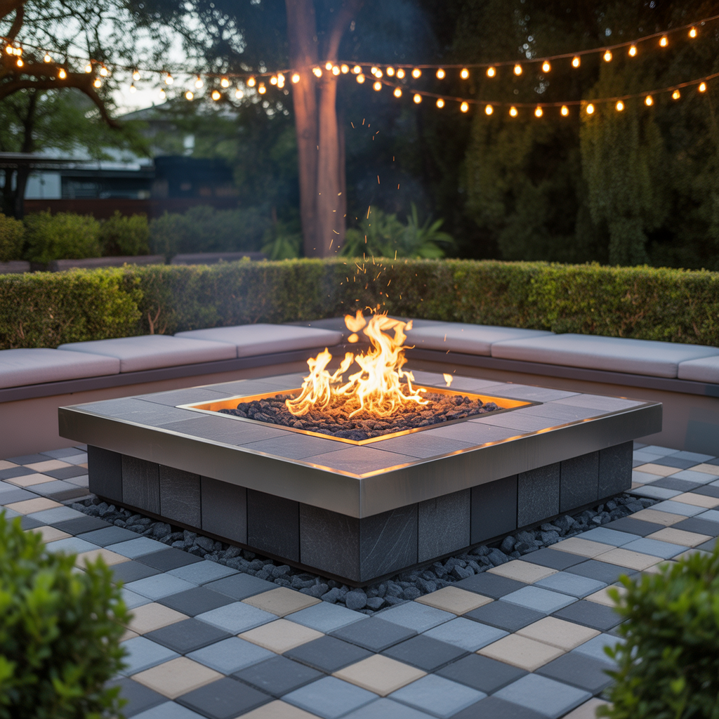 square fire pit ideas