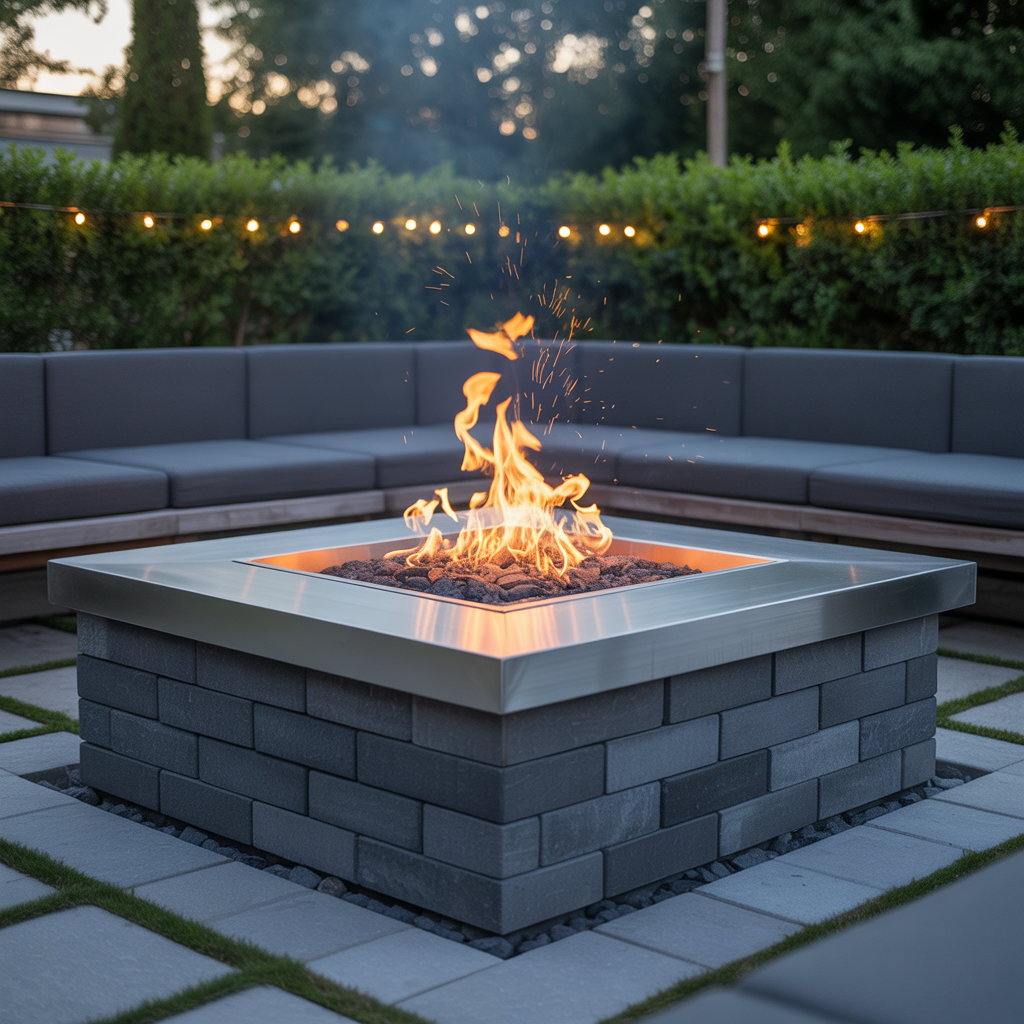 square fire pit ideas