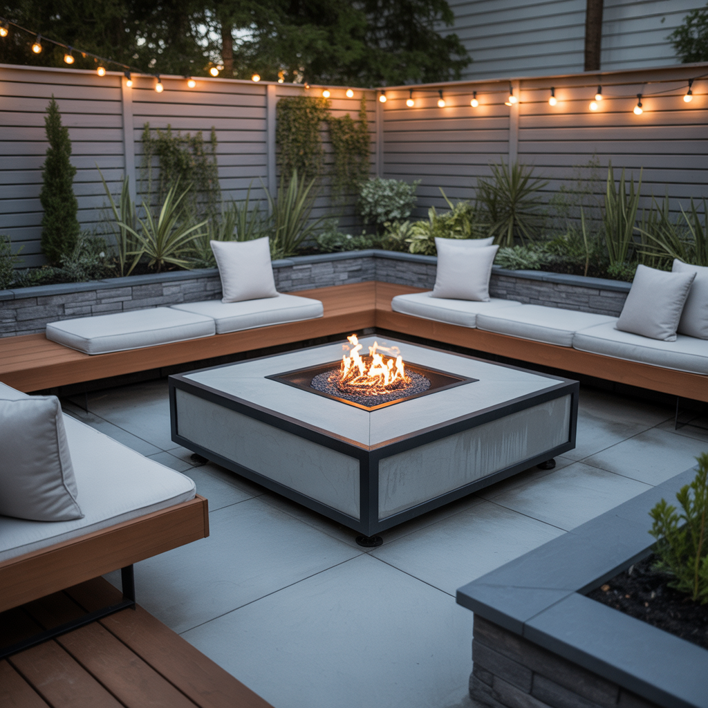 square fire pit ideas