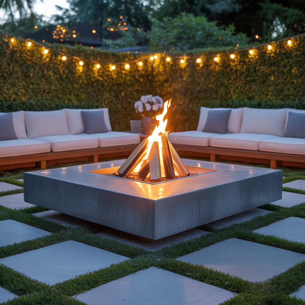 square fire pit ideas