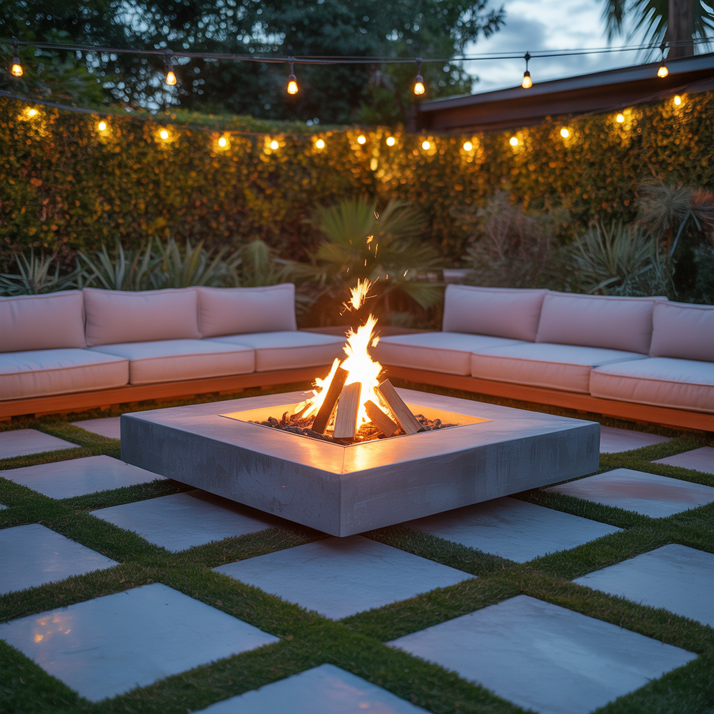 square fire pit ideas