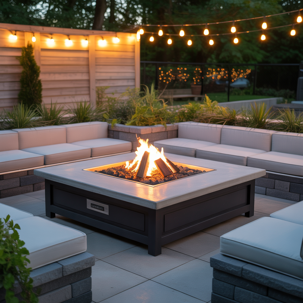 square fire pit ideas