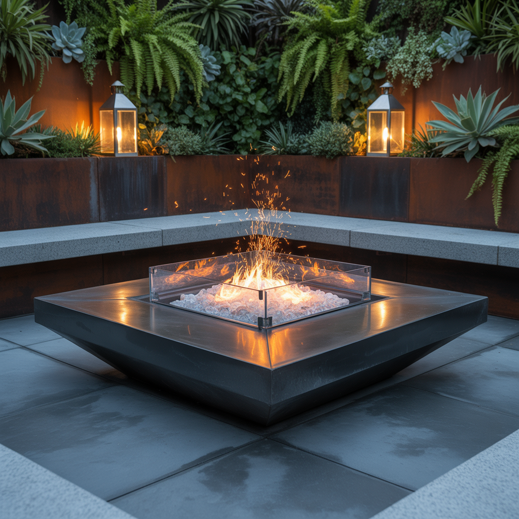 square fire pit ideas